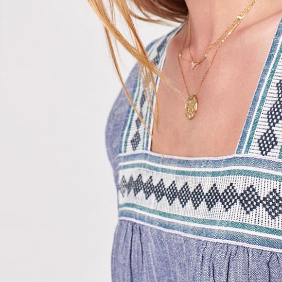 Faherty Hailee Embroidered Dress Navy Jacquard Large L - Picture 2 of 9